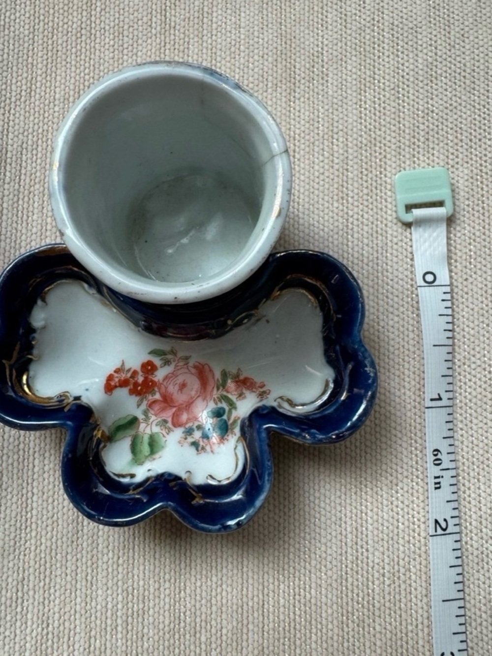 Vintage Nippon Floral Porcelain Match Holder w/ Striker & Tray in Rococo style
